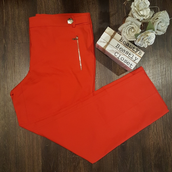 Calvin Klein Pants - Calvin Klein Red Gold Tapered Ankle Trouser Pants Smooth Stretch 16 NWT Career